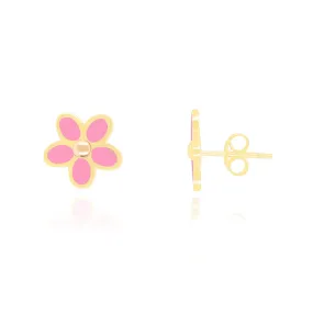 Bubblegum Pink Flower Stud Earrings