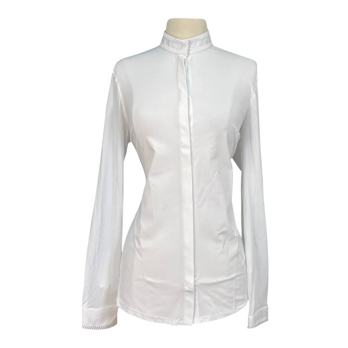 Cavalleria Toscana 'Elegant Embroidery' L/S Jersey Competition Shirt  in White - Women's XS