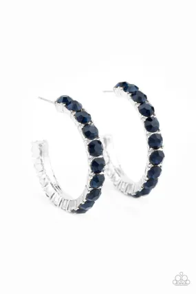 CLASSY is in Session Blue Rhinestone Hoop Earrings - Paparazzi Accessories