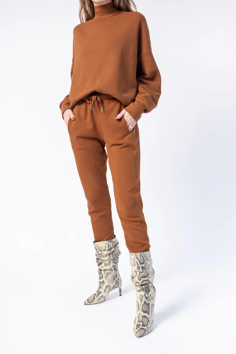 Cleo Mock Neck Sweatshirt in Chestnut