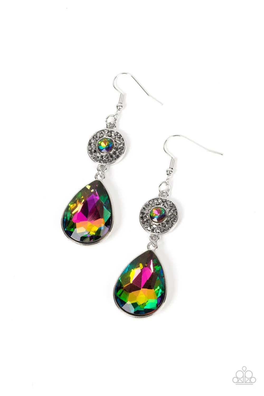 Collecting My Royalties Multi Oil Spill Rhinestone Earrings - Paparazzi Accessories