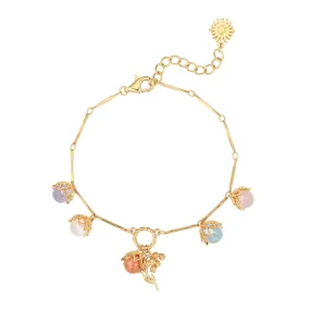 (Coming on 1/5) Moonstone, Sunstone, Amethyst, Blue Topaz, Rose Quartz Gold Dangle Bracelet- Lily of the Valley