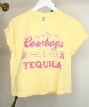 Cowboys & Tequila T-Shirt - Yellow/Pink