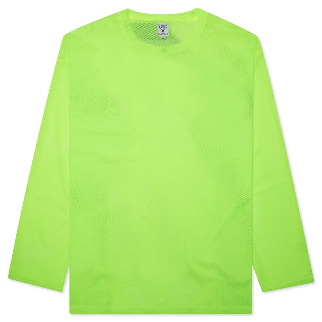 Crew Neck S/S Shirt Knit Mesh - Neon Green