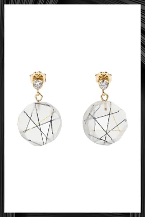 Cubic Zirconia Round Resin Drop Earrings | Free Delivery - Quick Shipping