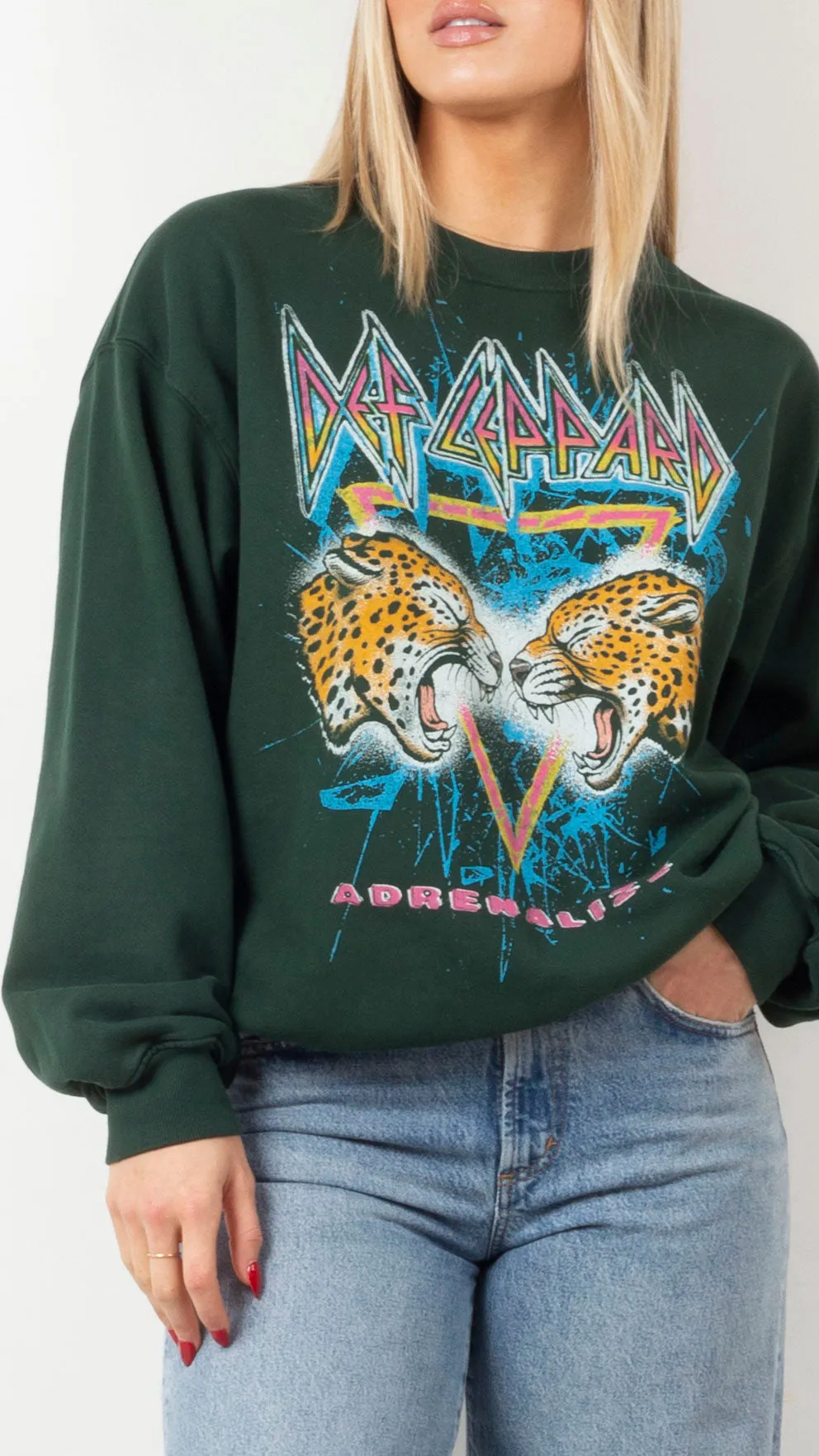 Def Leppard Adrenalize BF Crew - Vintage Green