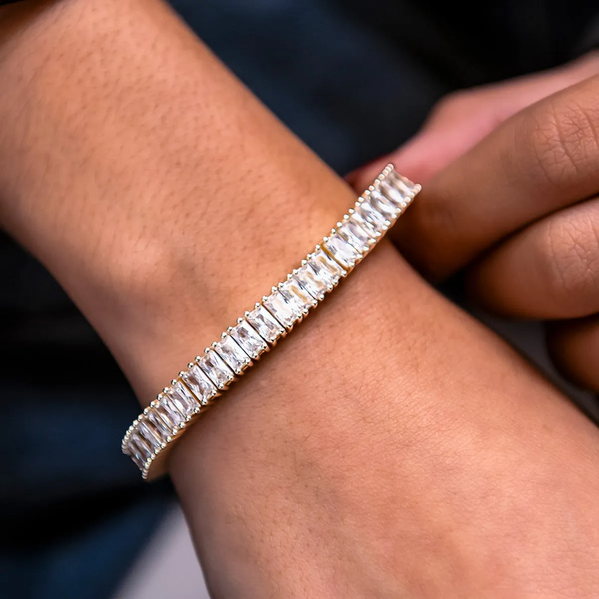 Diamond Baguette Tennis Bracelet in White Gold- 6mm