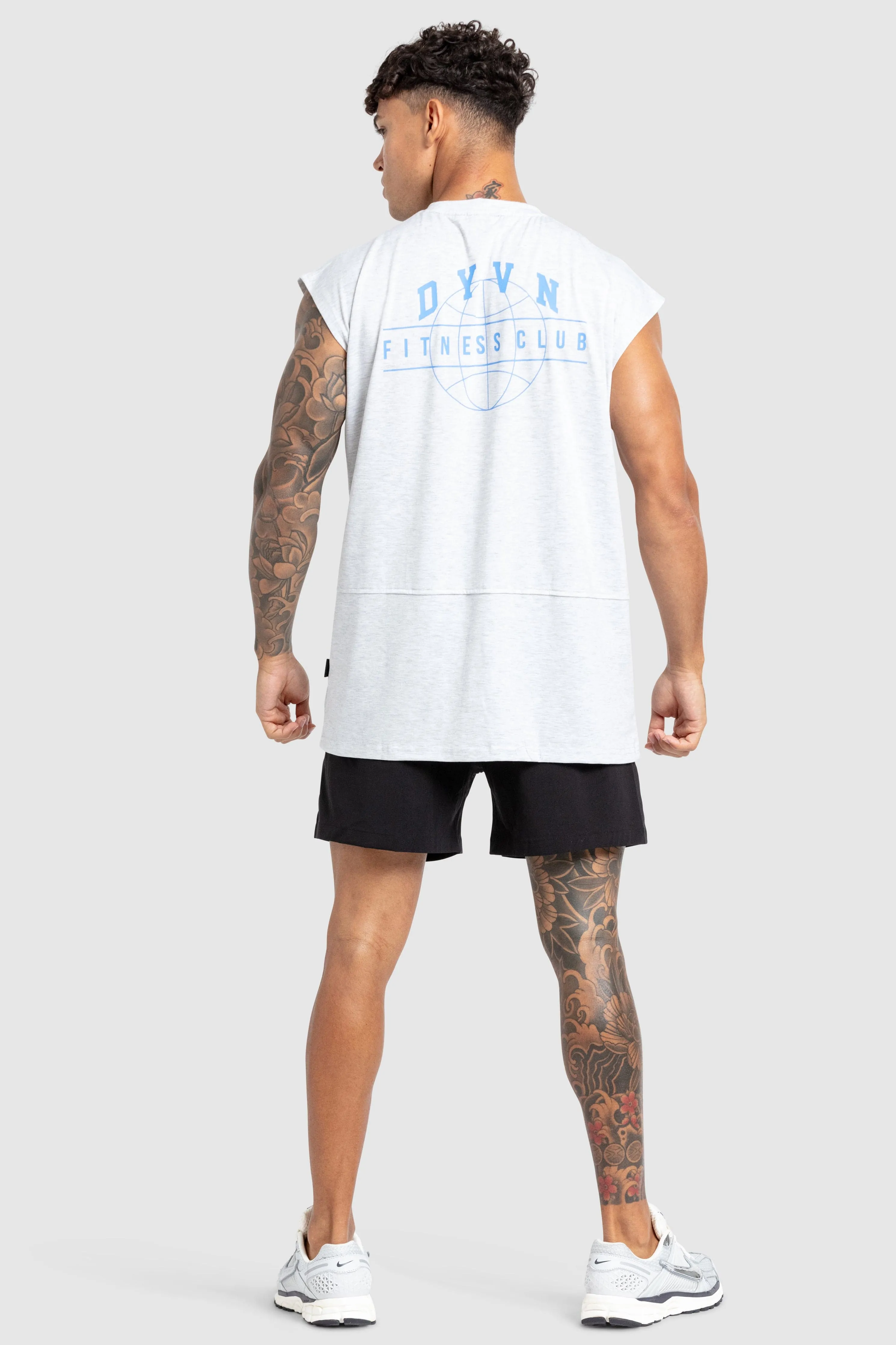 'DYVN' Fitness Club Cut Off Tank - Grey Marl