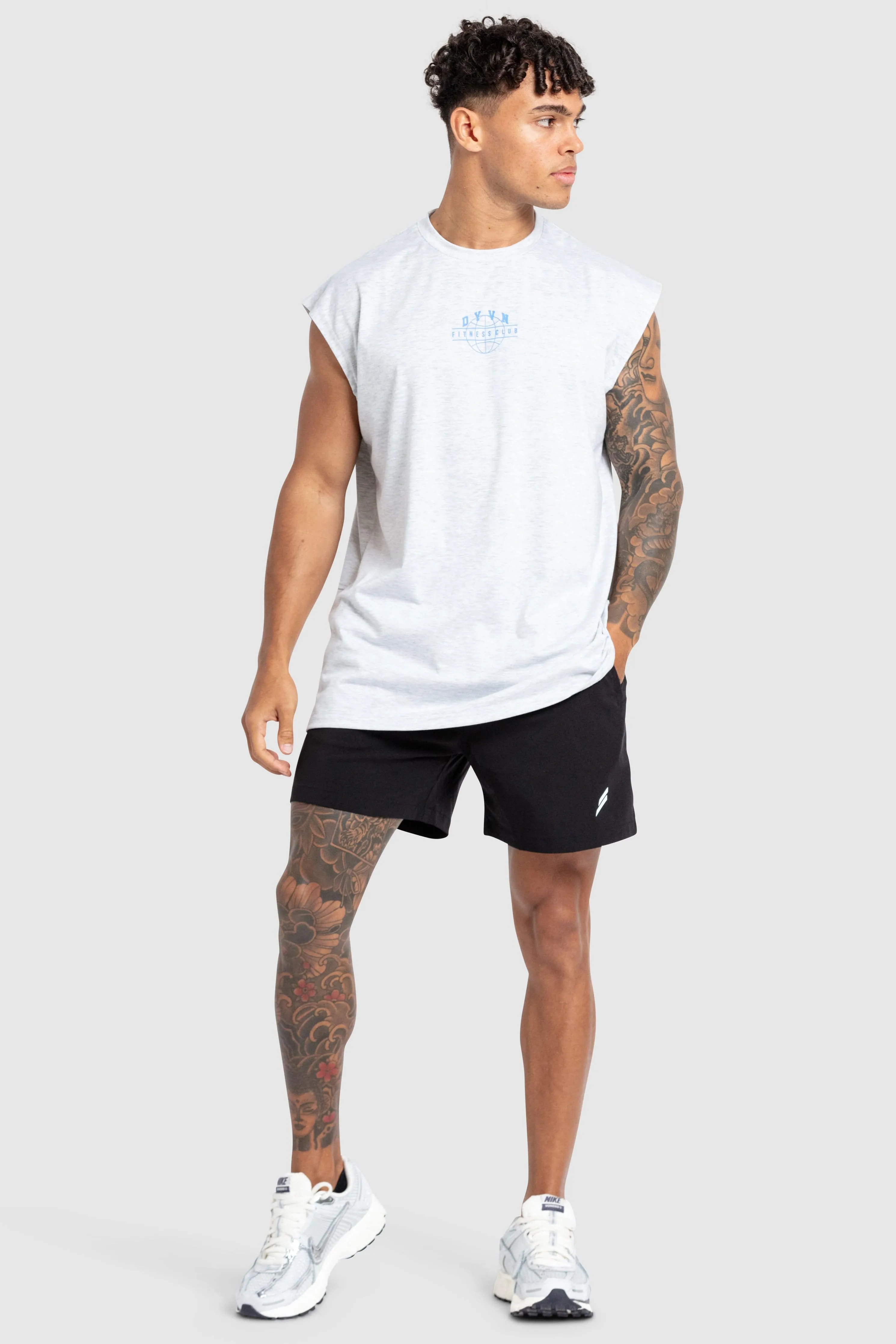 'DYVN' Fitness Club Cut Off Tank - Grey Marl