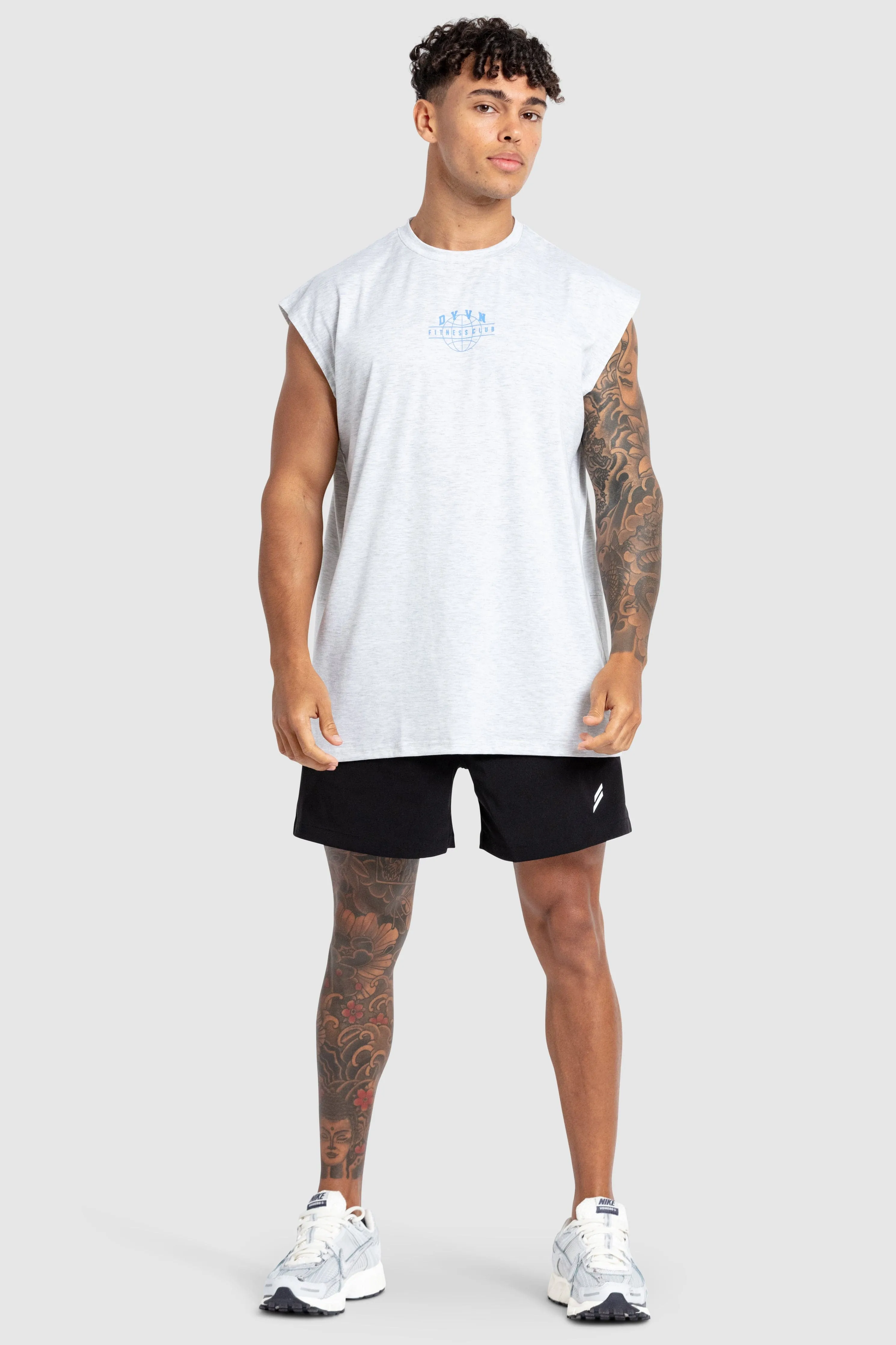 'DYVN' Fitness Club Cut Off Tank - Grey Marl