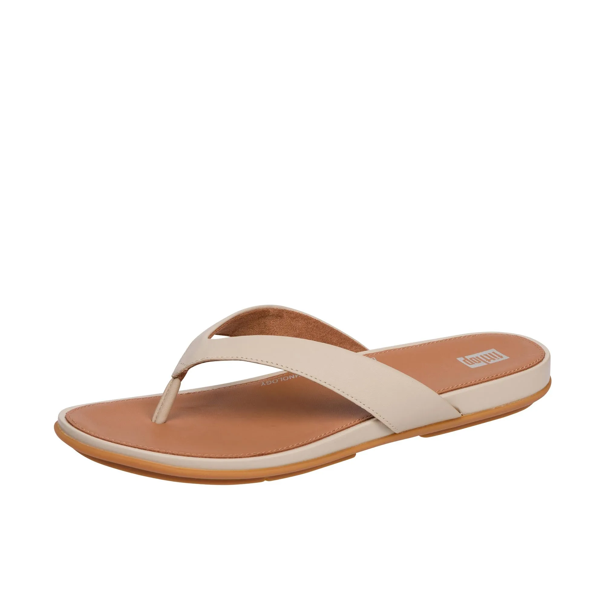 FitFlop Womens Gracie Leather Flip-Flops Stone Beige