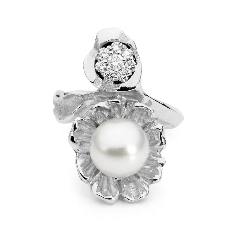 Flora Pearl and Diamond Ring