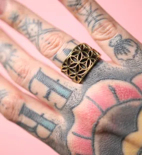 Flower Of Life Brass Ring