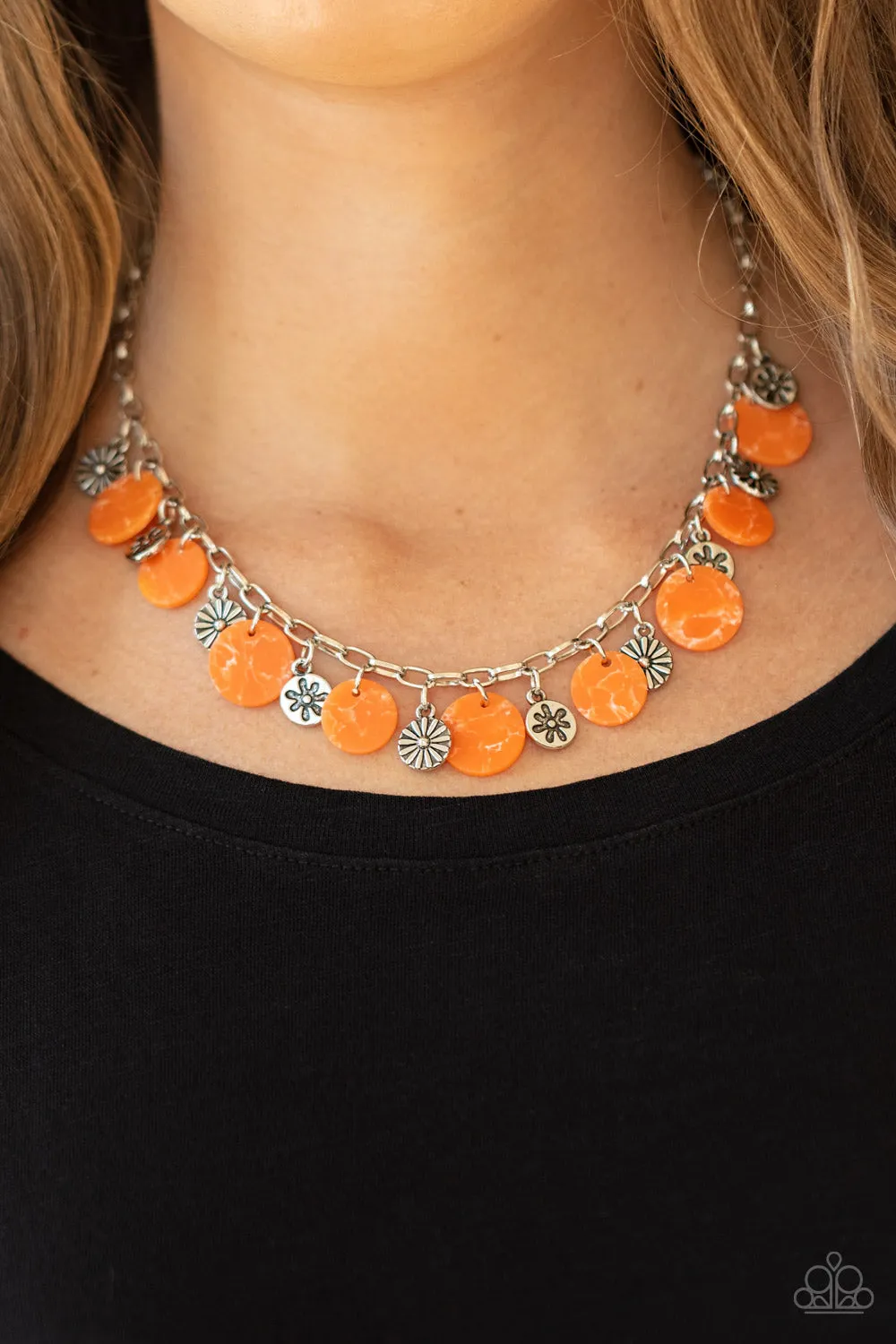 Flower Powered - Orange Necklace