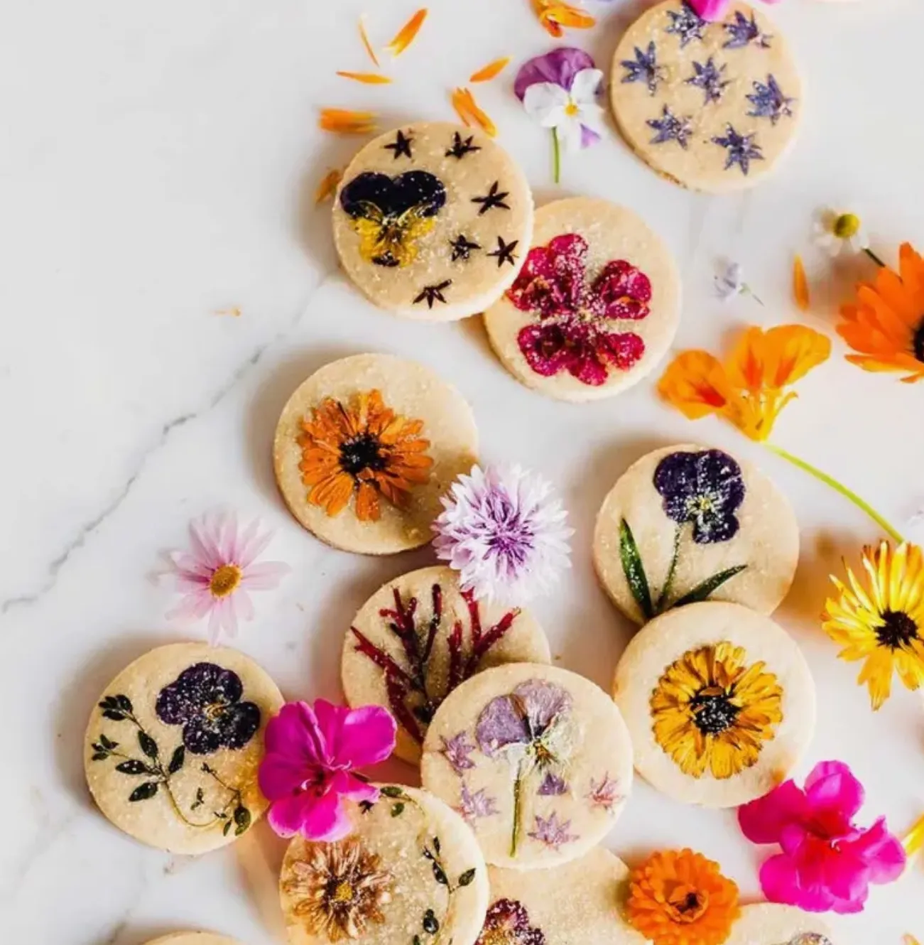 Flower Pressed Shortbread Cookies (1 Dozen)