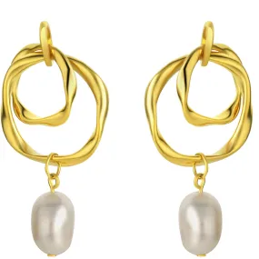 Freshwater Cultured Pearl Drop Earrings in Yellow-Tone Sterling Silver