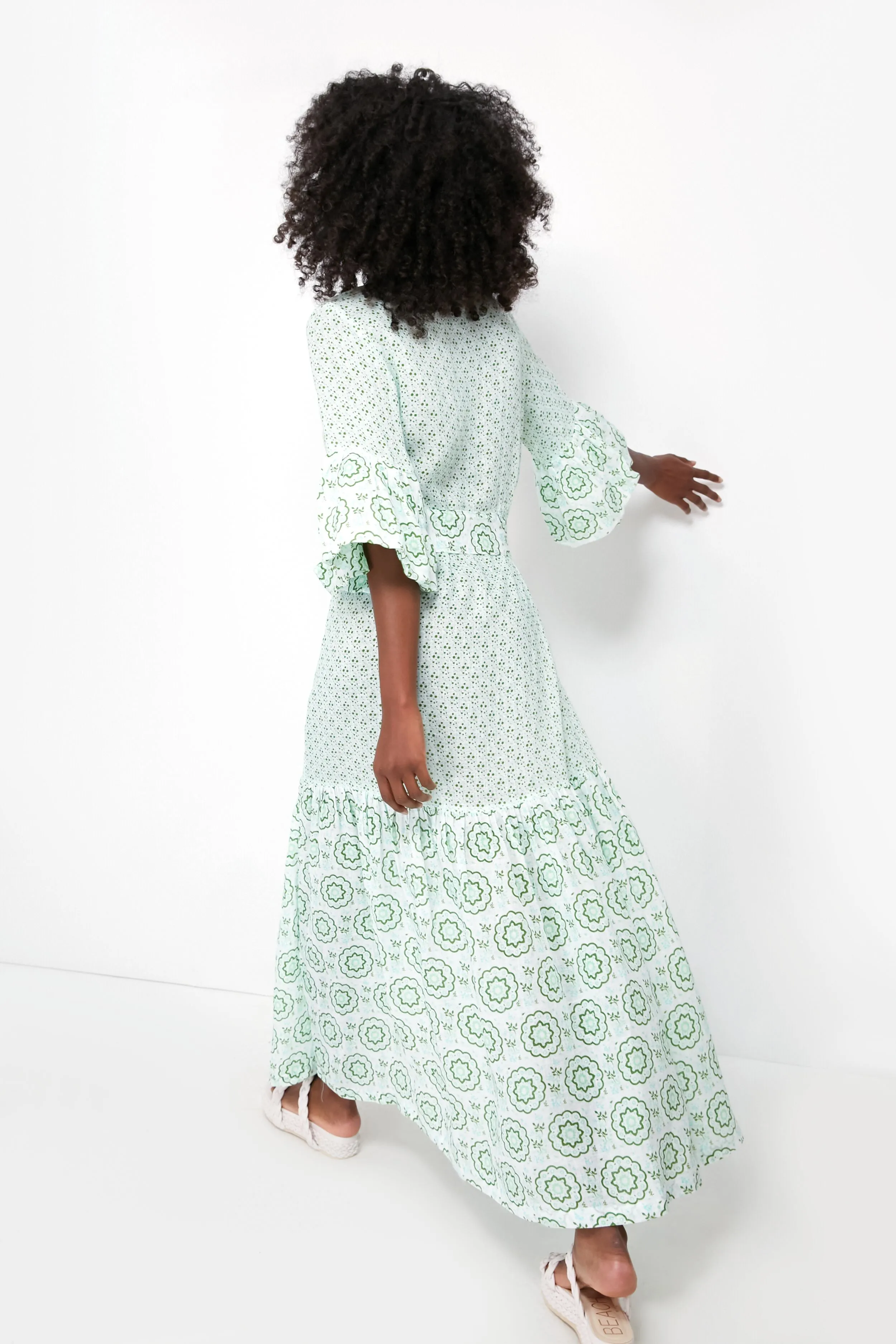 Garden Green Galeotta Embroidered Long Dress