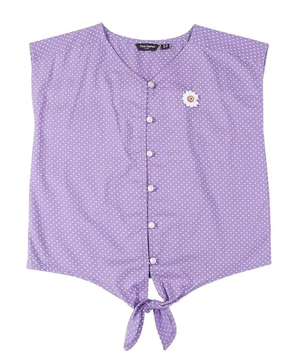 Girls Lavender Solid Shirt Style Top