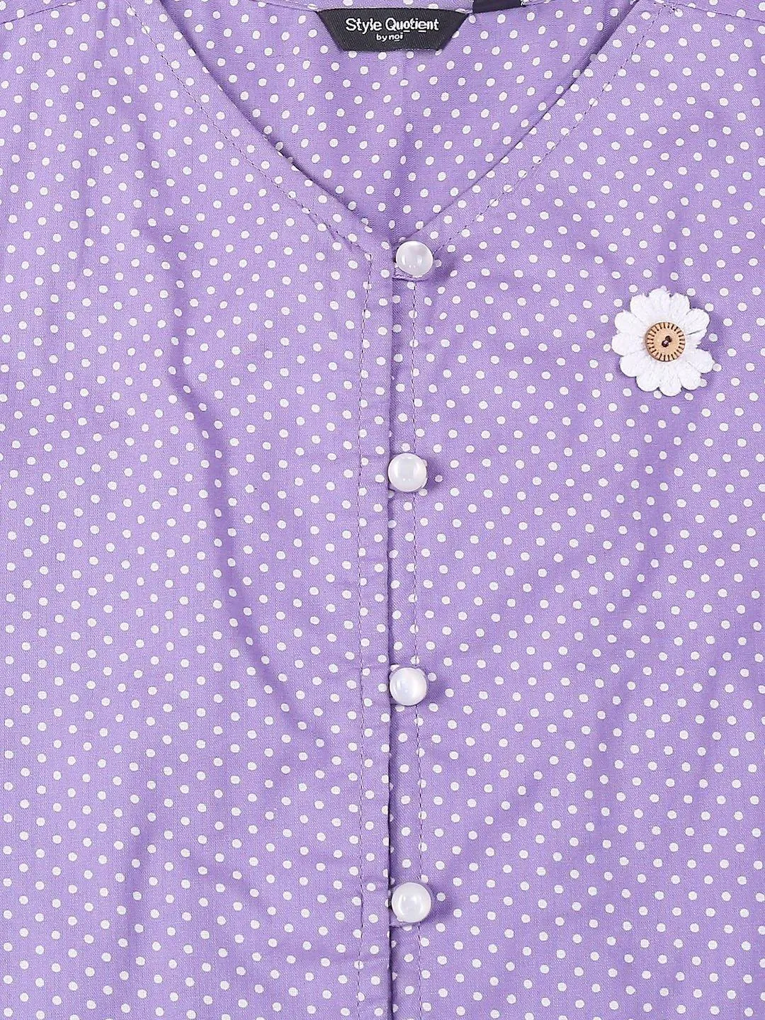 Girls Lavender Solid Shirt Style Top