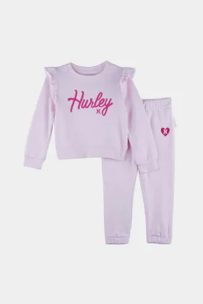 Girls Lurex Fleece Sweatshirt & Joggers Set