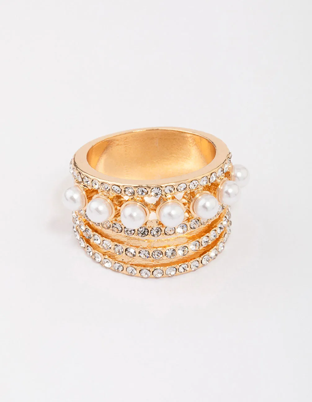 Gold Layered Pearl Band Ring