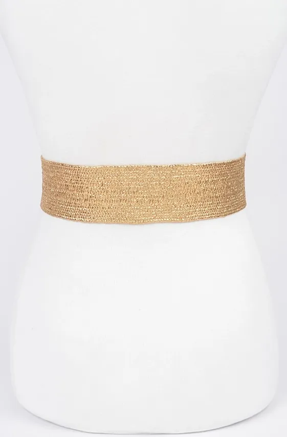 Gold Metallic Elastic Embellished Belt