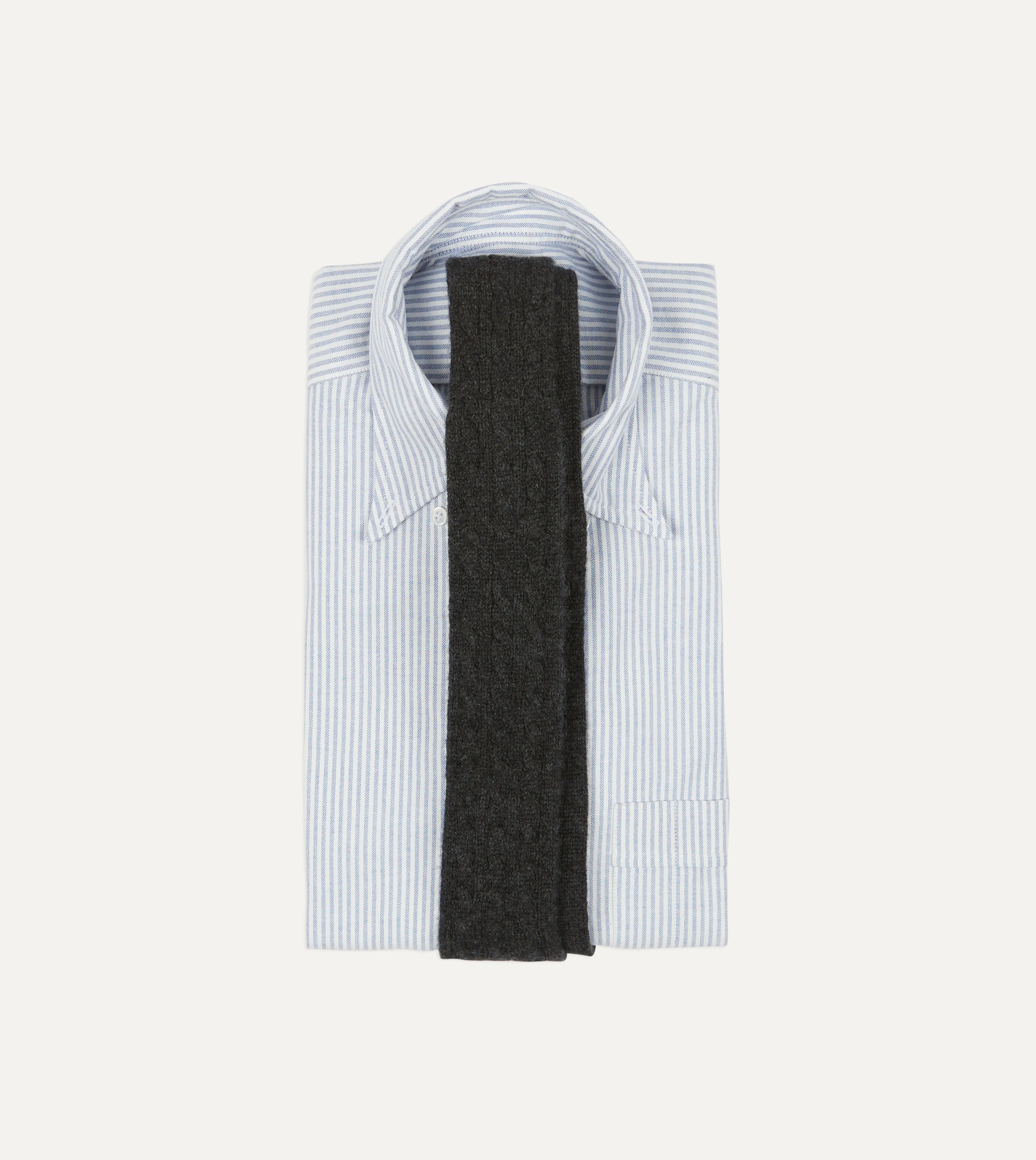 Grey Cashmere Cable Knitted Tie