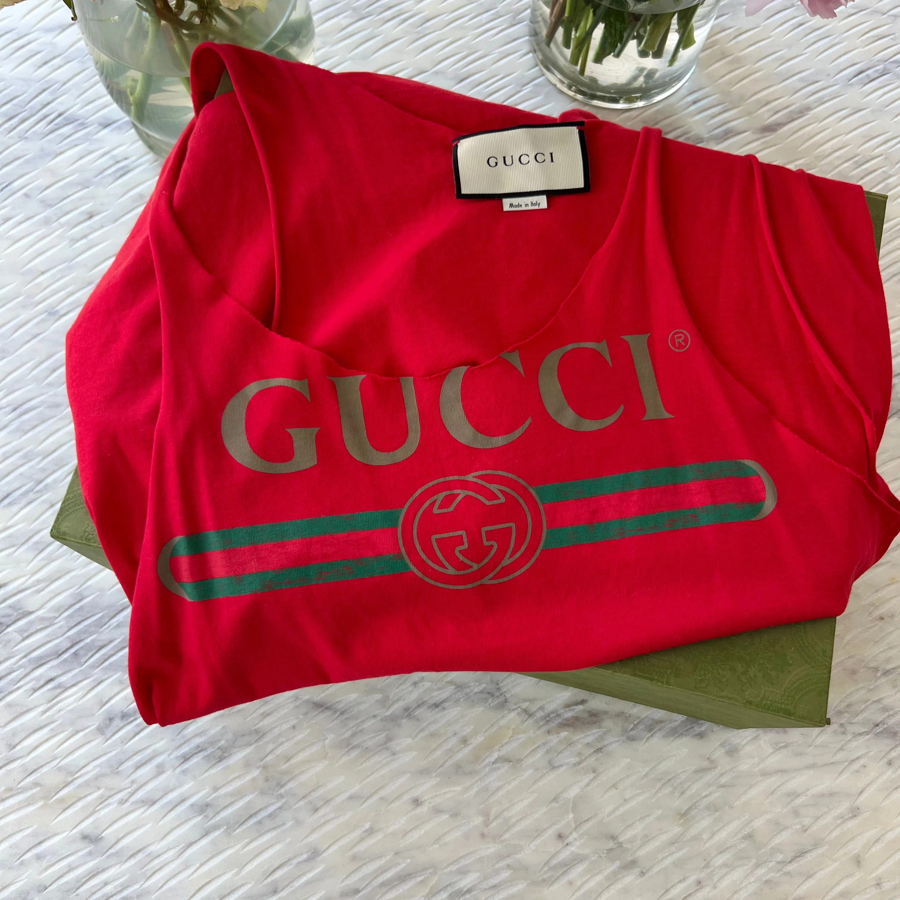 GUCCI Red Logo Tank Top