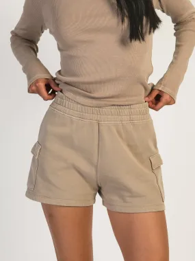 HARLOW HEIDI FLEECE CARGO SHORT - MOCHA