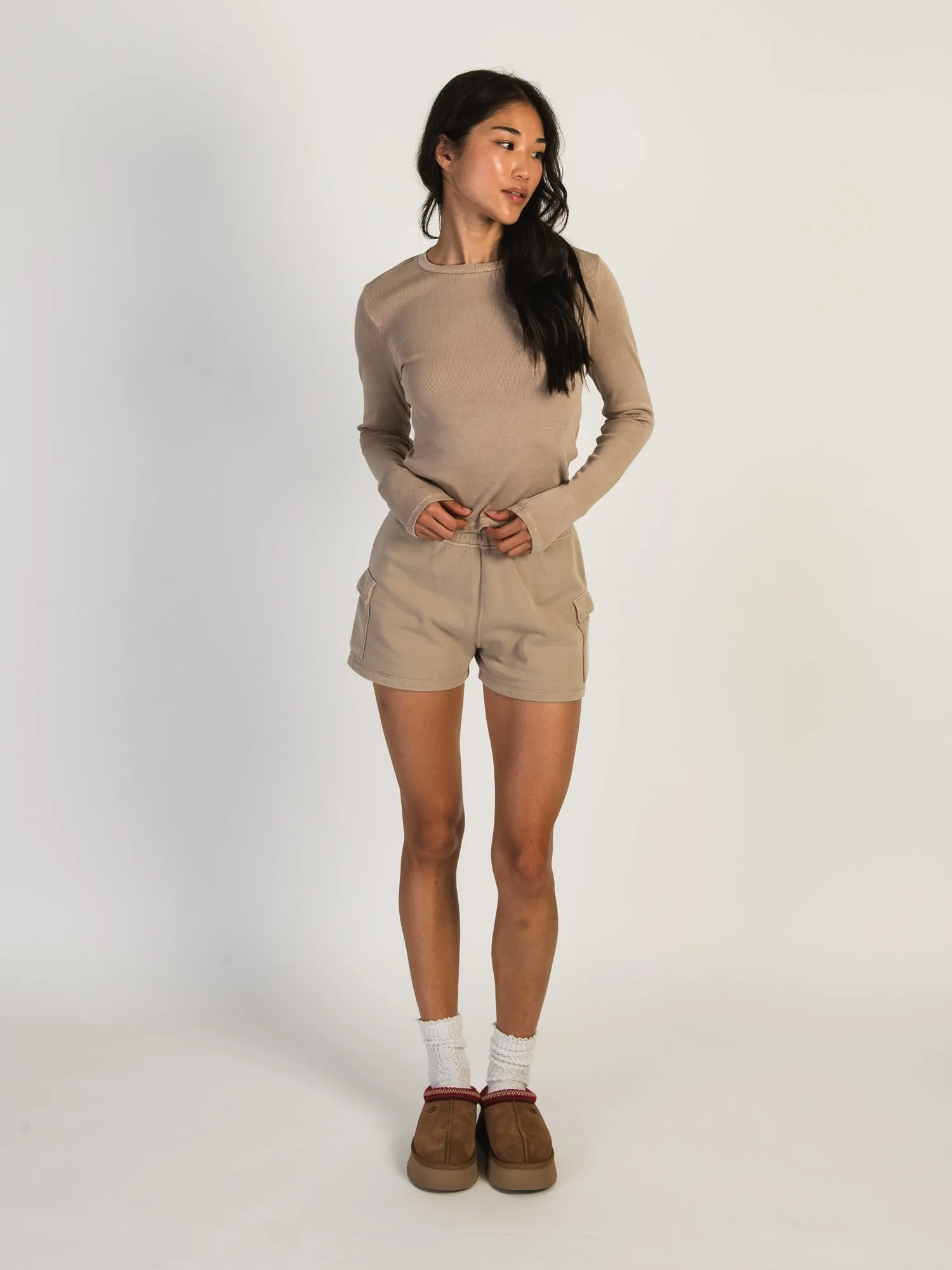 HARLOW HEIDI FLEECE CARGO SHORT - MOCHA