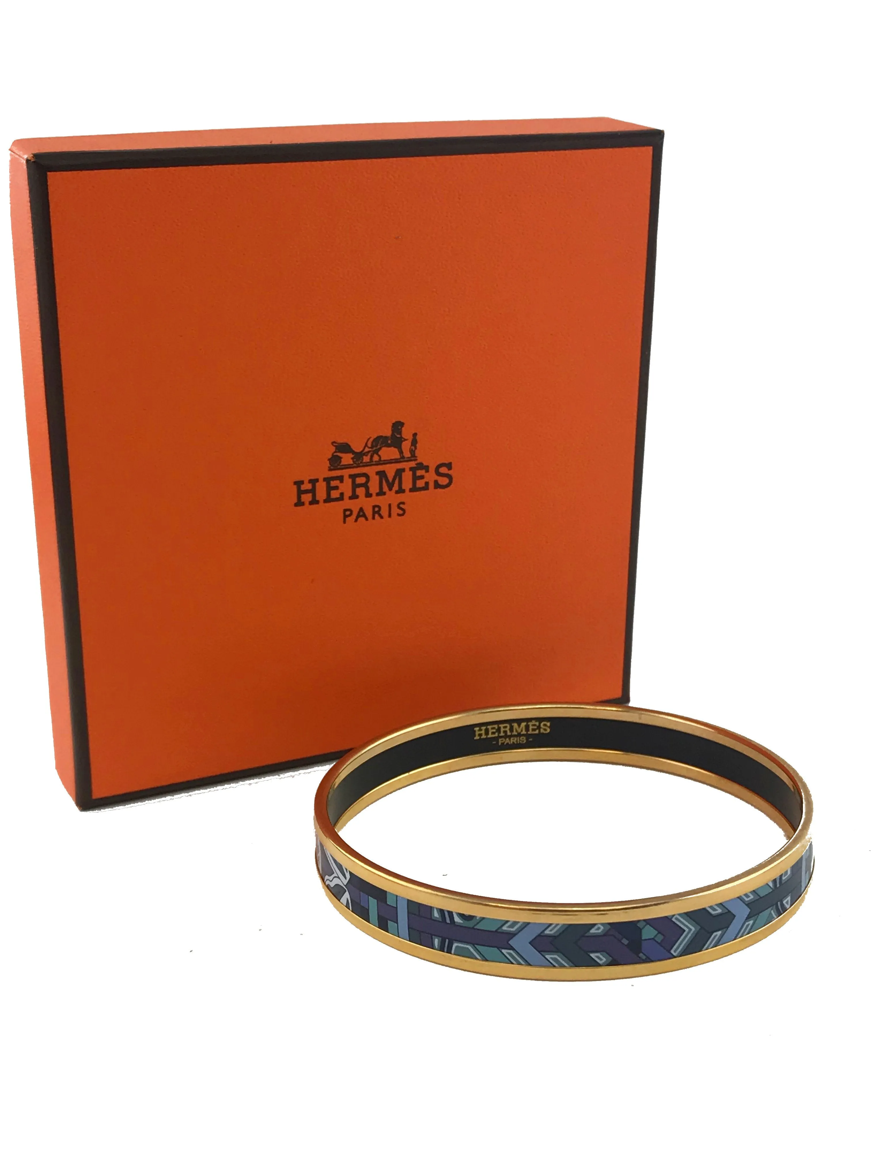 Hermes Narrow Printed Enamel Narrow Bracelet 65