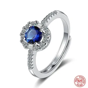 High Quality Sapphire Adjustable Ring - 925 Sterling Silver