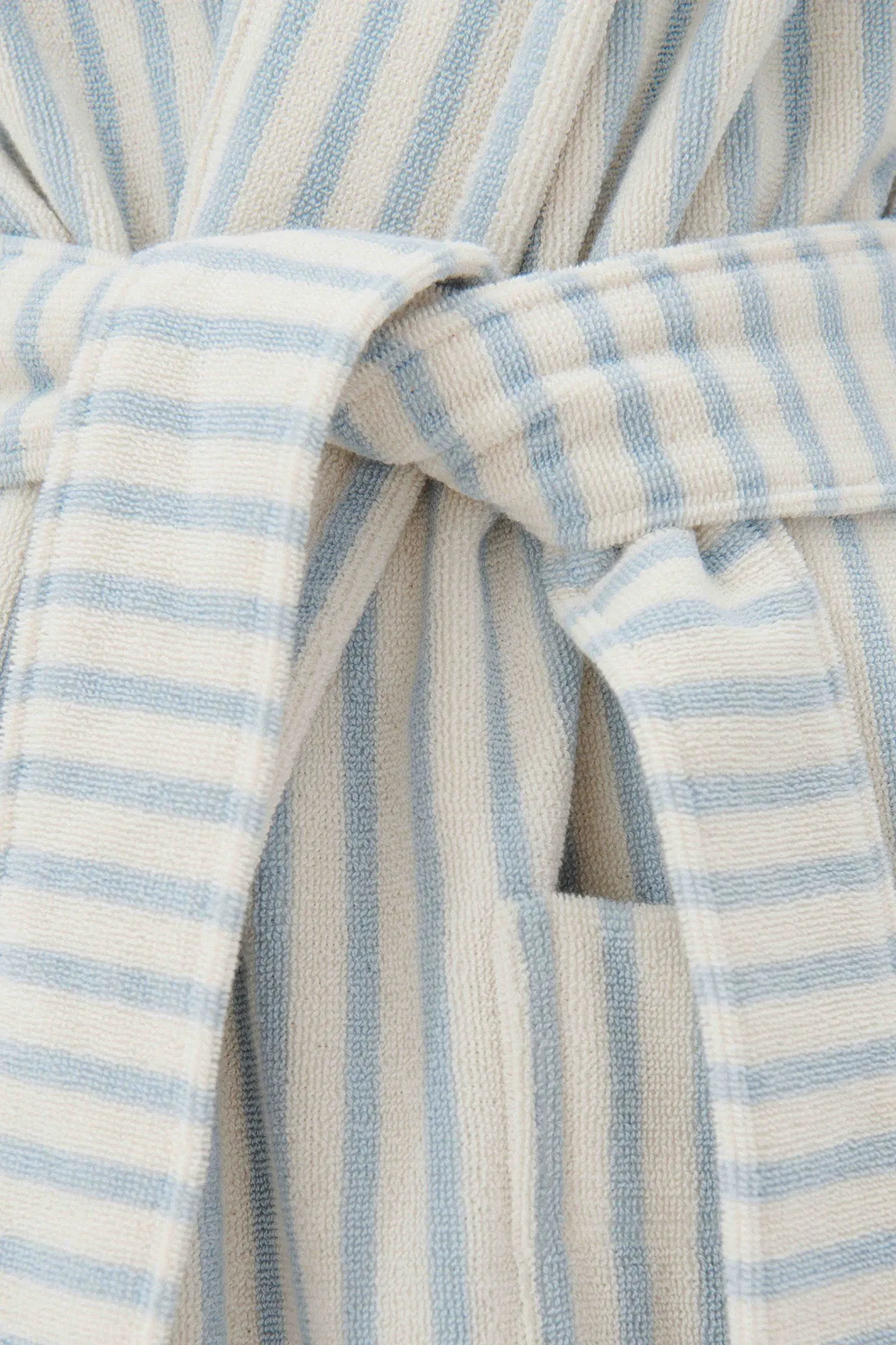 Hooded Bathrobe Soft Blue Stripe