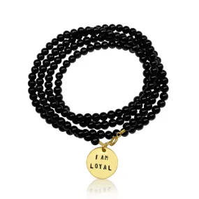 I am Loyal Affirmation Wrap Bracelet with Onyx for Inner Strength