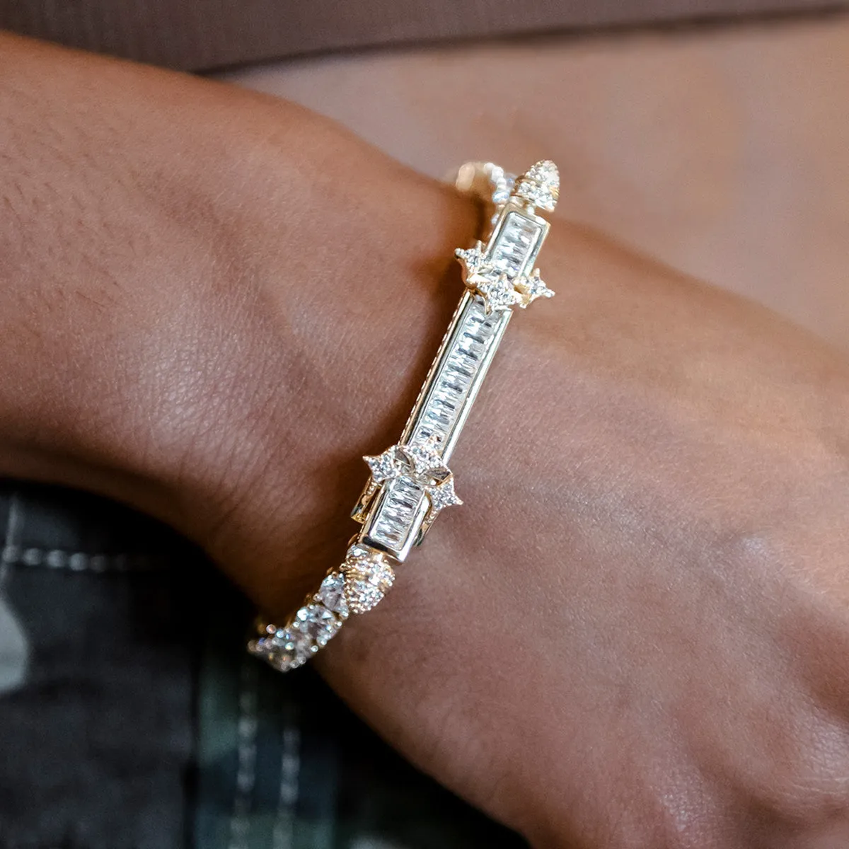 Iced Baguette Bar Bracelet