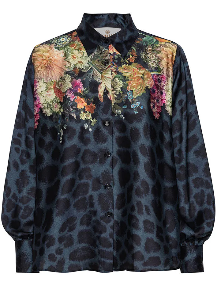 Karmamia Elle Skjorte - Navy Flower Leopard