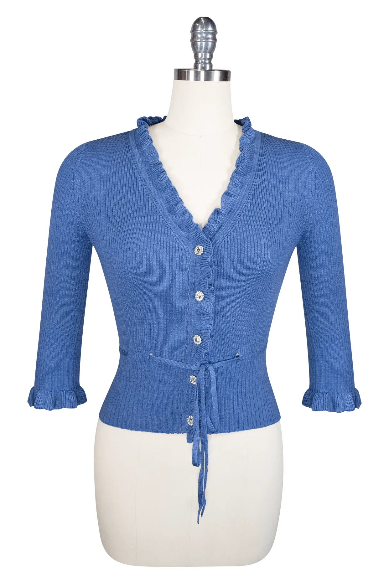 La Luna 3/4 Sleeve Knit Cardigan (Blue)