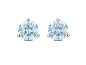 Lab-Grown Diamond 2ct. tw. Round Brilliant Solitaire 14k Gold Studs | Blue