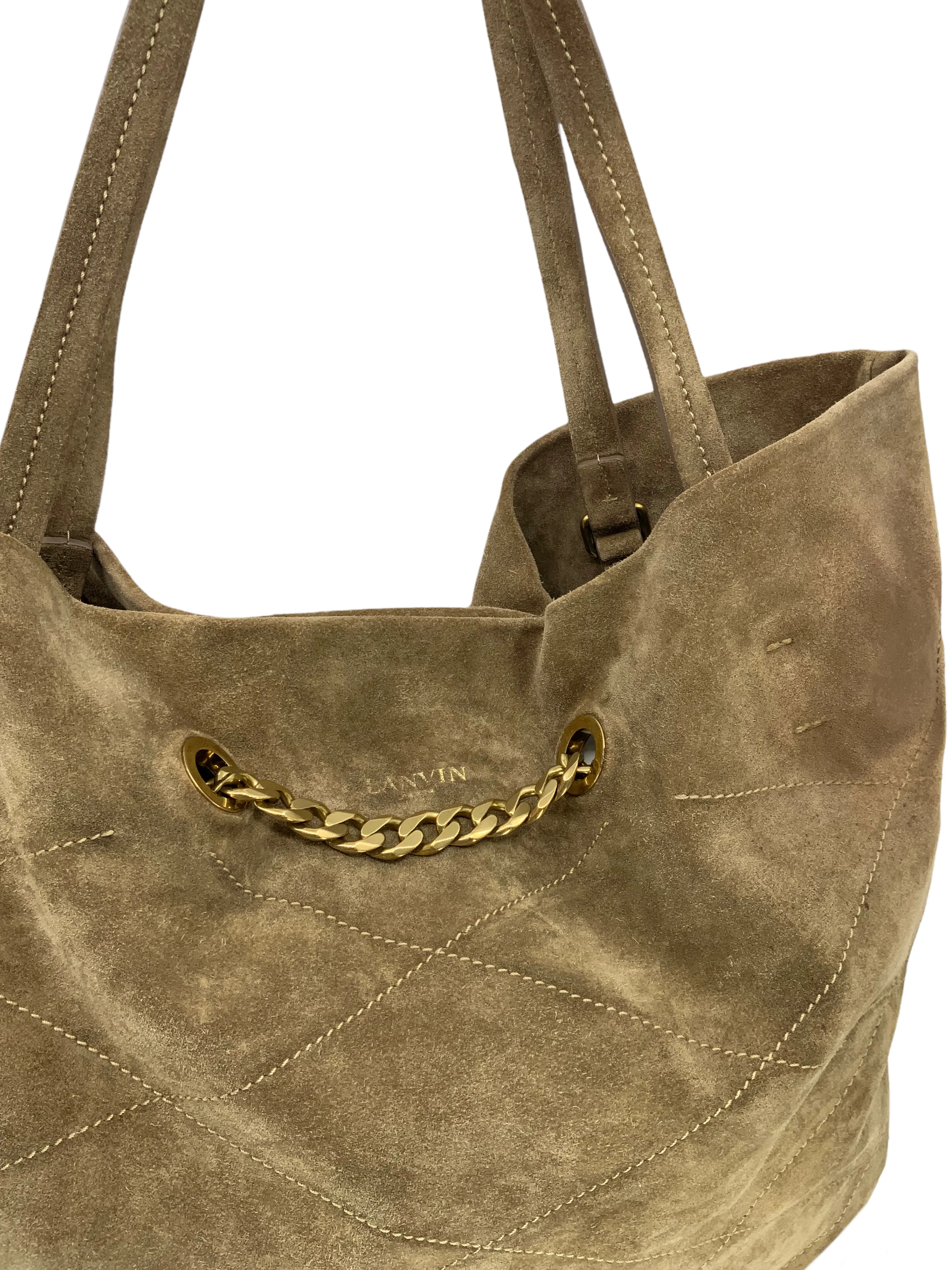 LANVIN Suede Quilted Carry Me Tote Bag