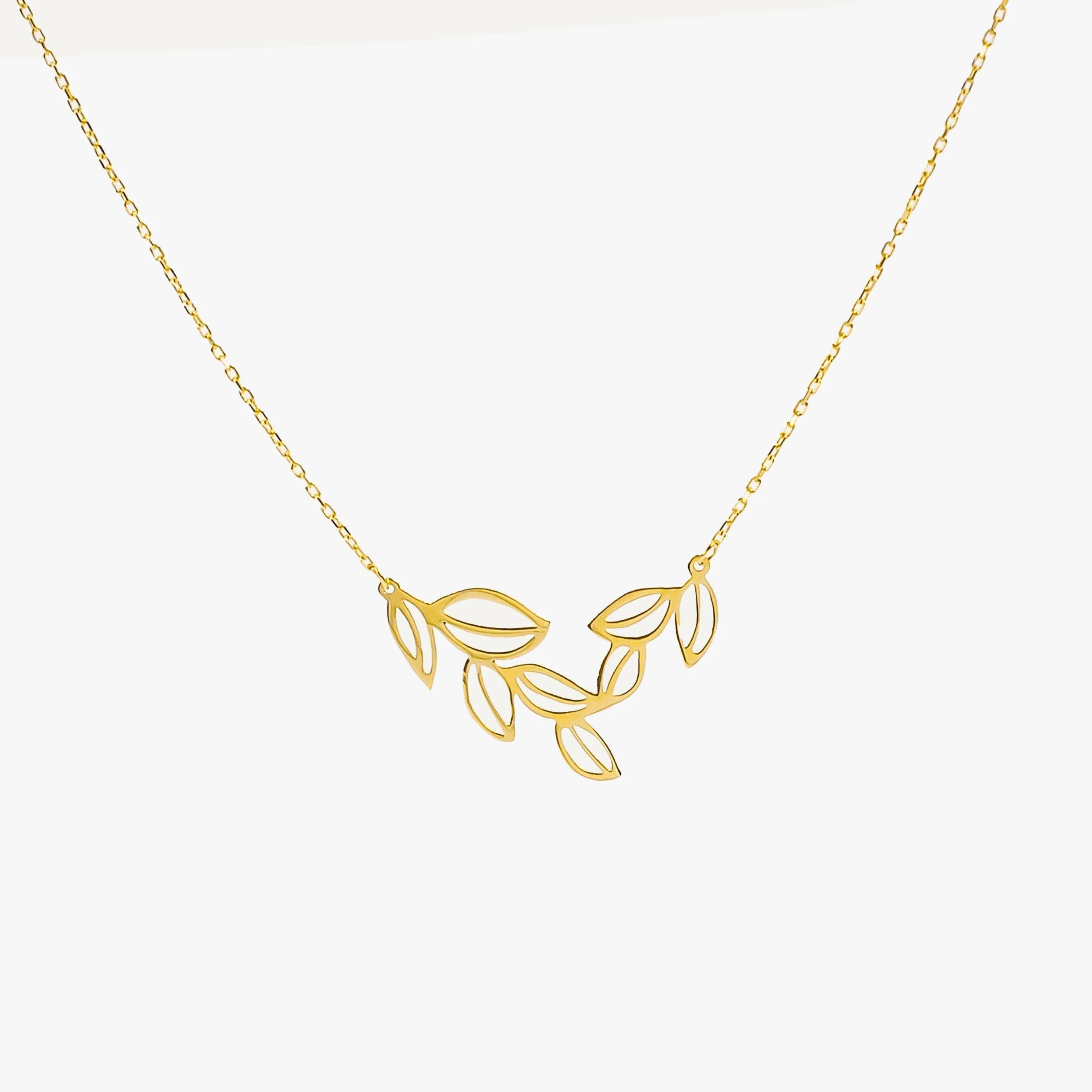 Leaf Necklace | 14K Solid Gold