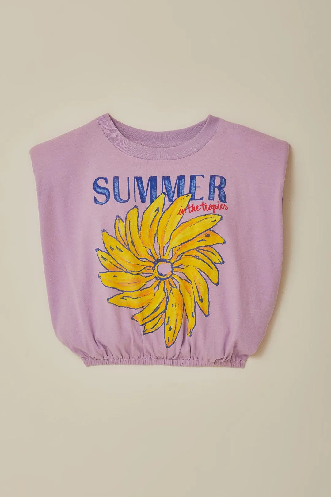 Lilac Summer In The Tropics Shoulder Pad Organic Cotton T-Shirt