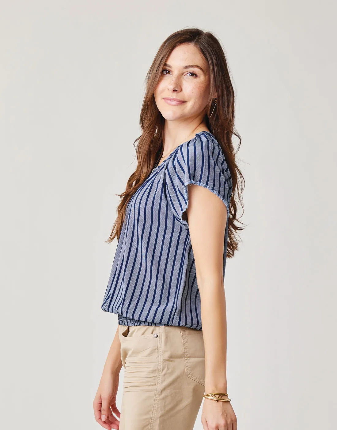 Lilly Top: Navy Stripe - FINAL SALE