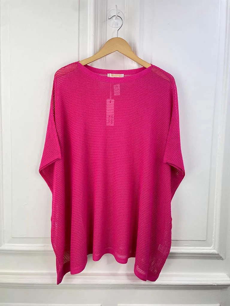 Malissa J Oversized Mesh Top - Hot Pink