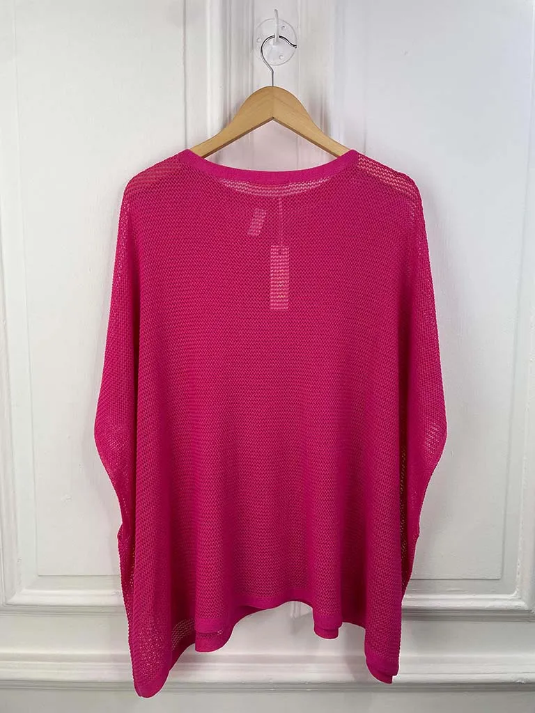 Malissa J Oversized Mesh Top - Hot Pink