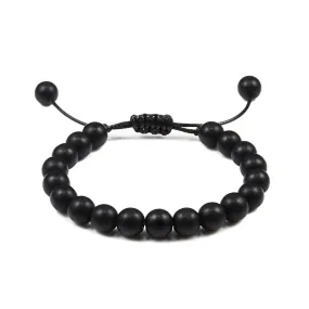 Men's Matte Black Onyx Bracelet Natural Stone Wrist Accessory