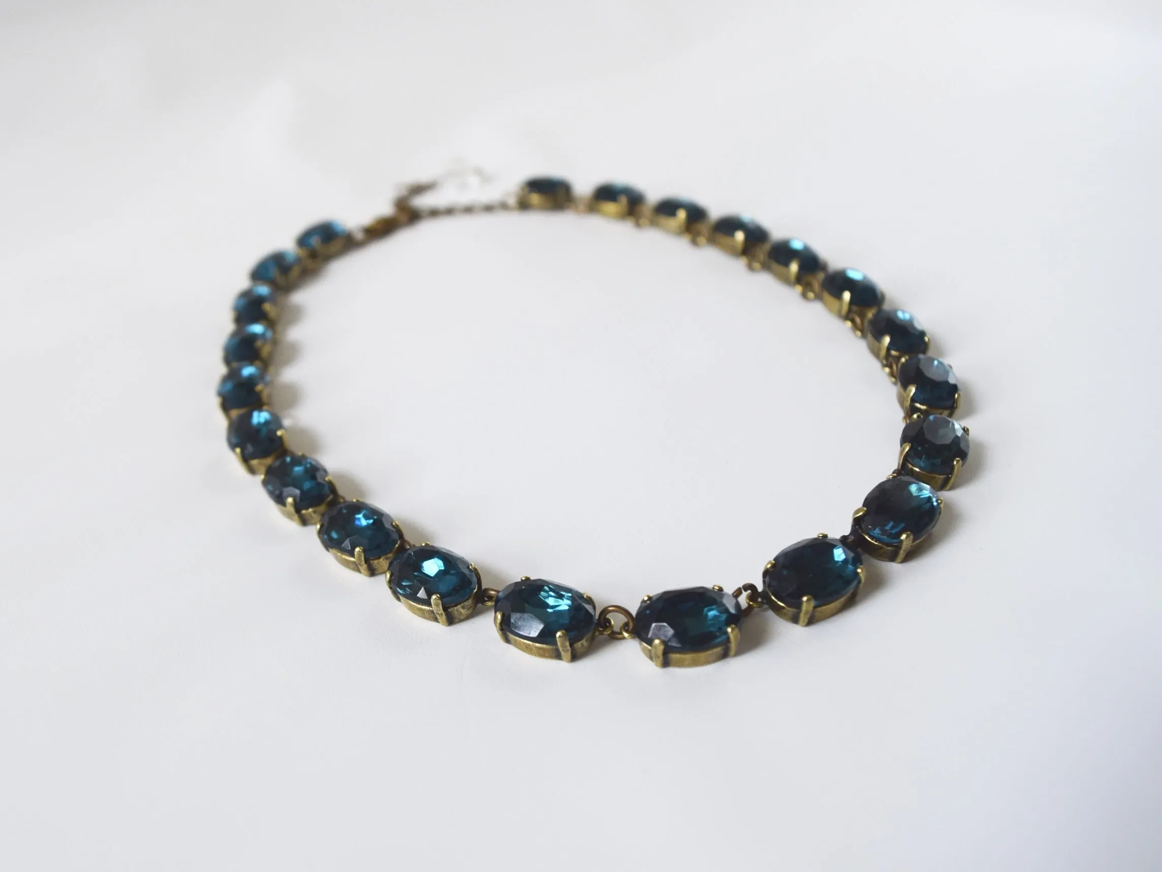 Montana Sapphire Navy Crystal Collet Necklace - Medium Oval