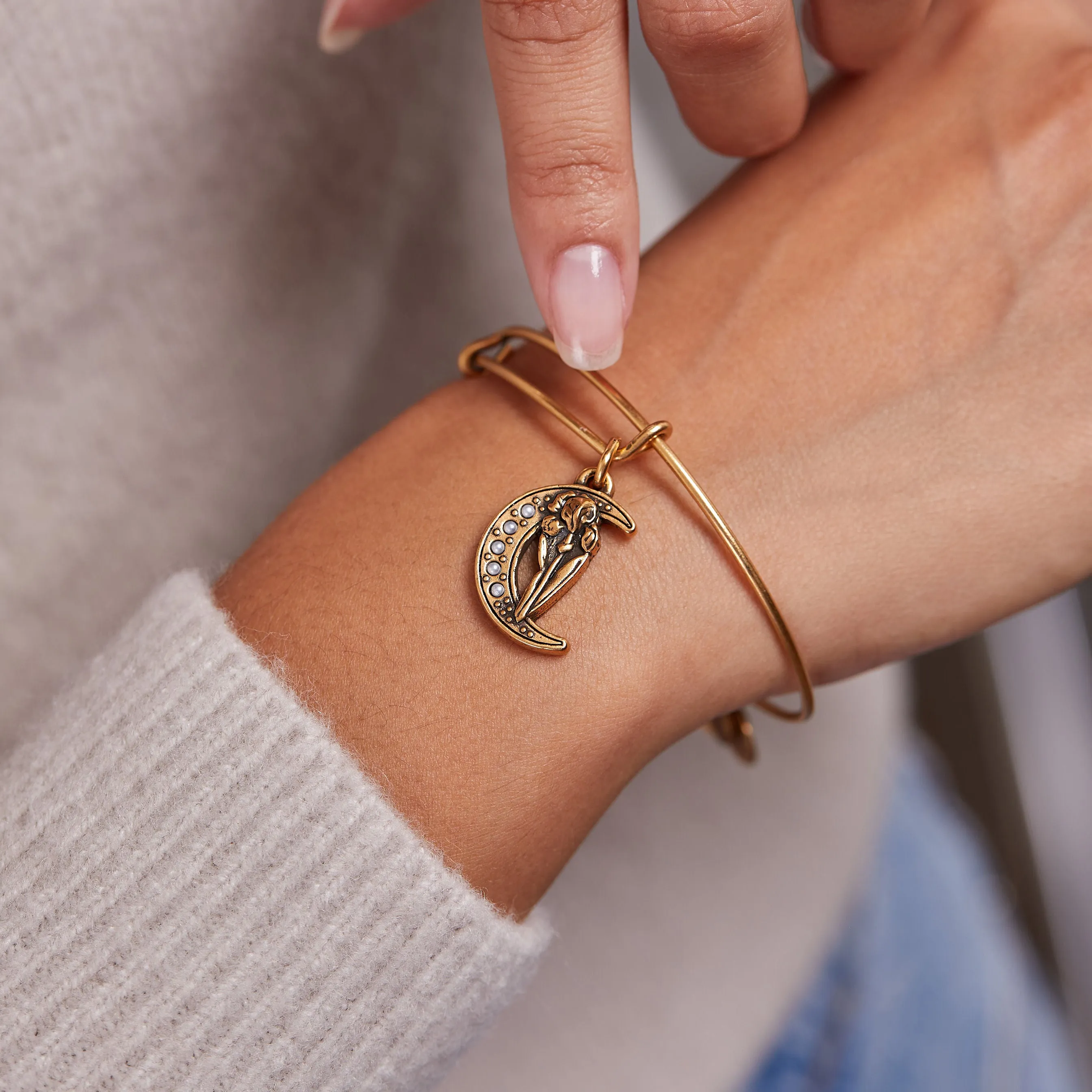 Moon   Iris Flower Charm Bangle