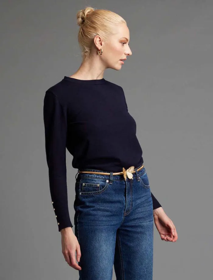 Moonlight Knit Basic Top (Navy)