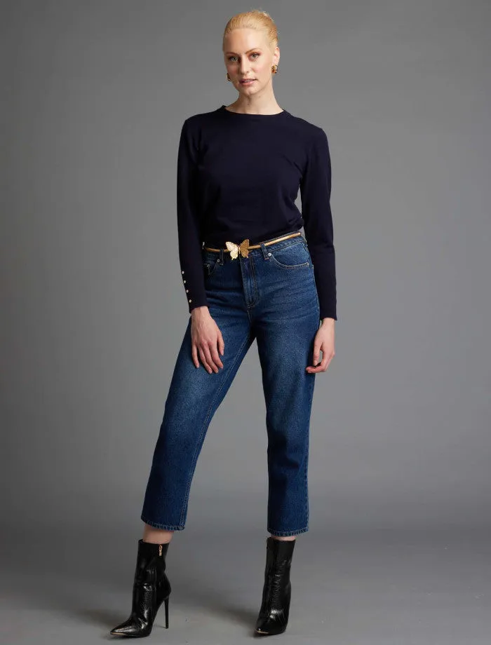 Moonlight Knit Basic Top (Navy)