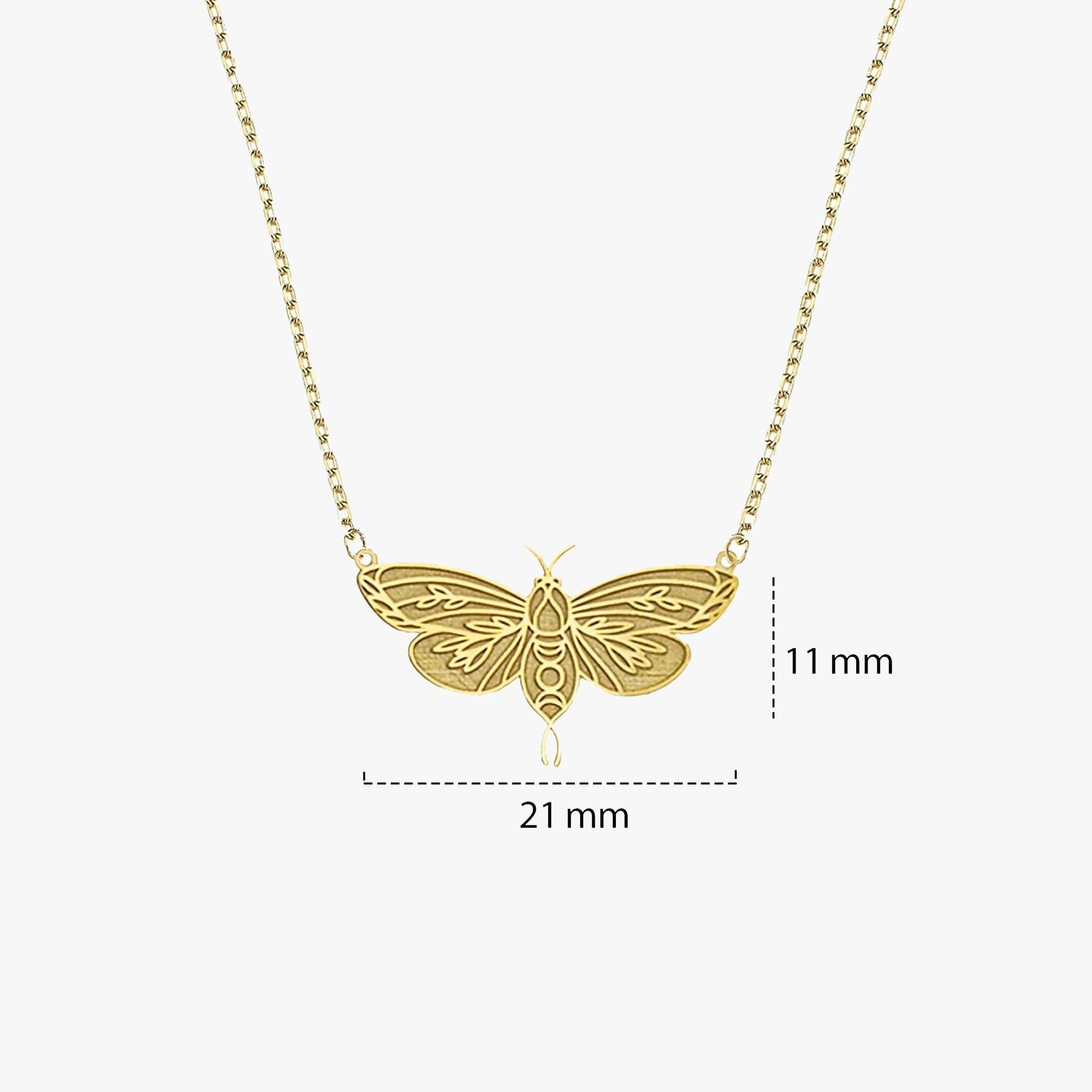 Moth Necklace | 14K Solid Gold